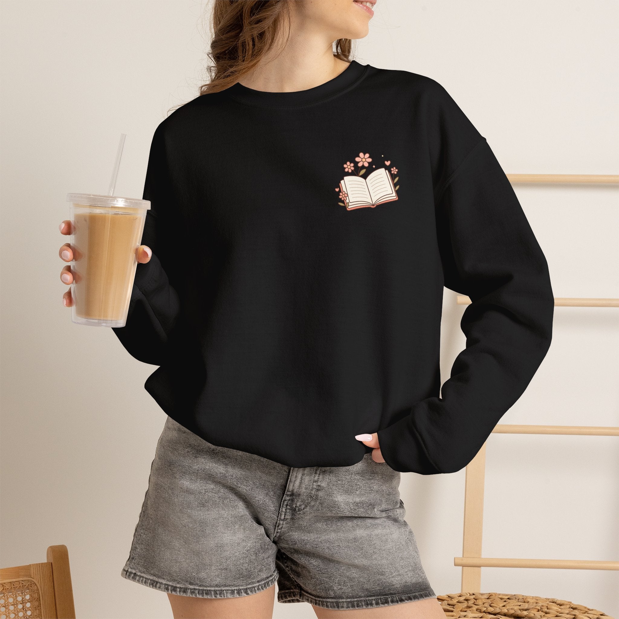 Book Lover Sweatshirt — “Fill Life with Color One Page at a Time” Crewneck