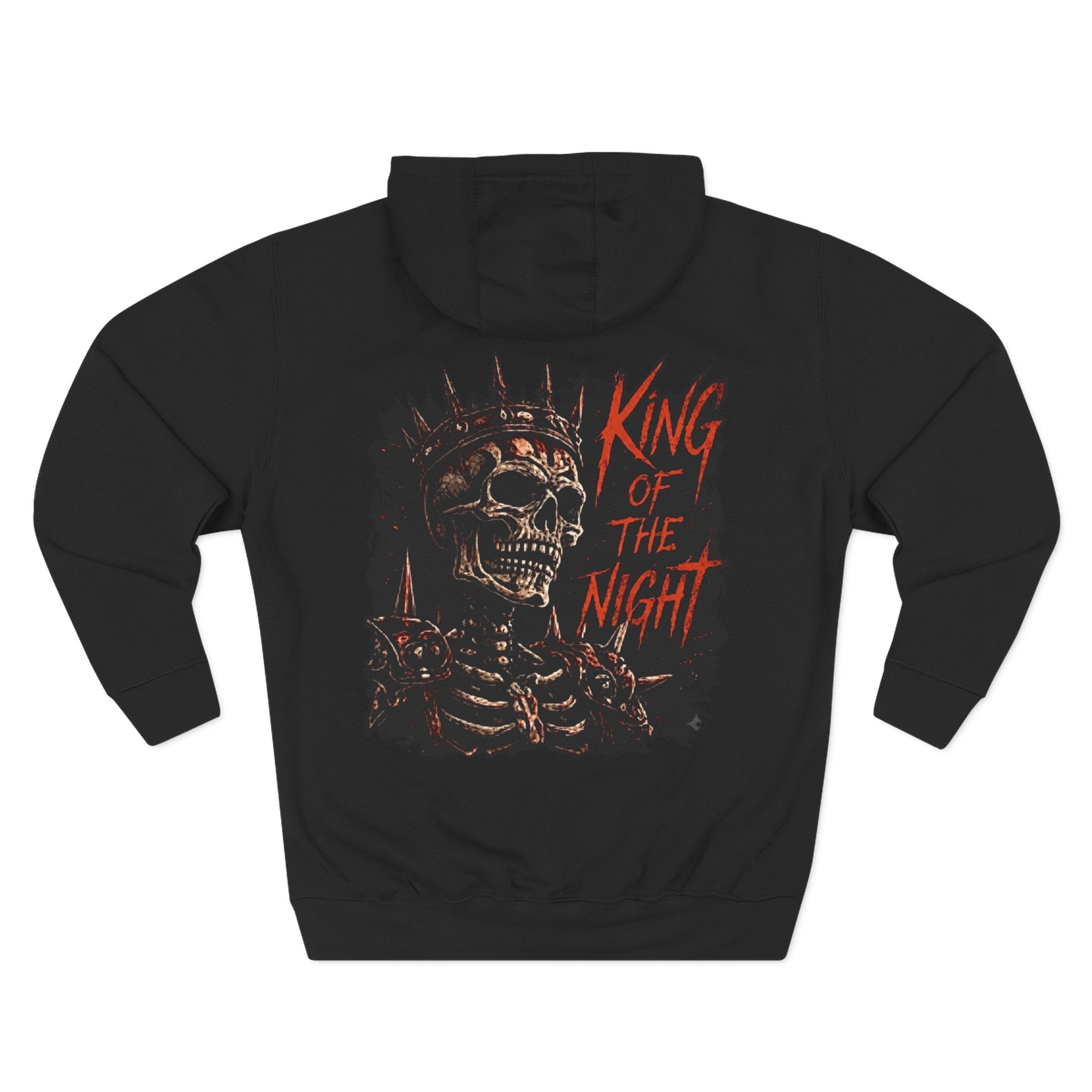 King of the Night Hoodie — Gothic Skull Crown Fleece Pullover