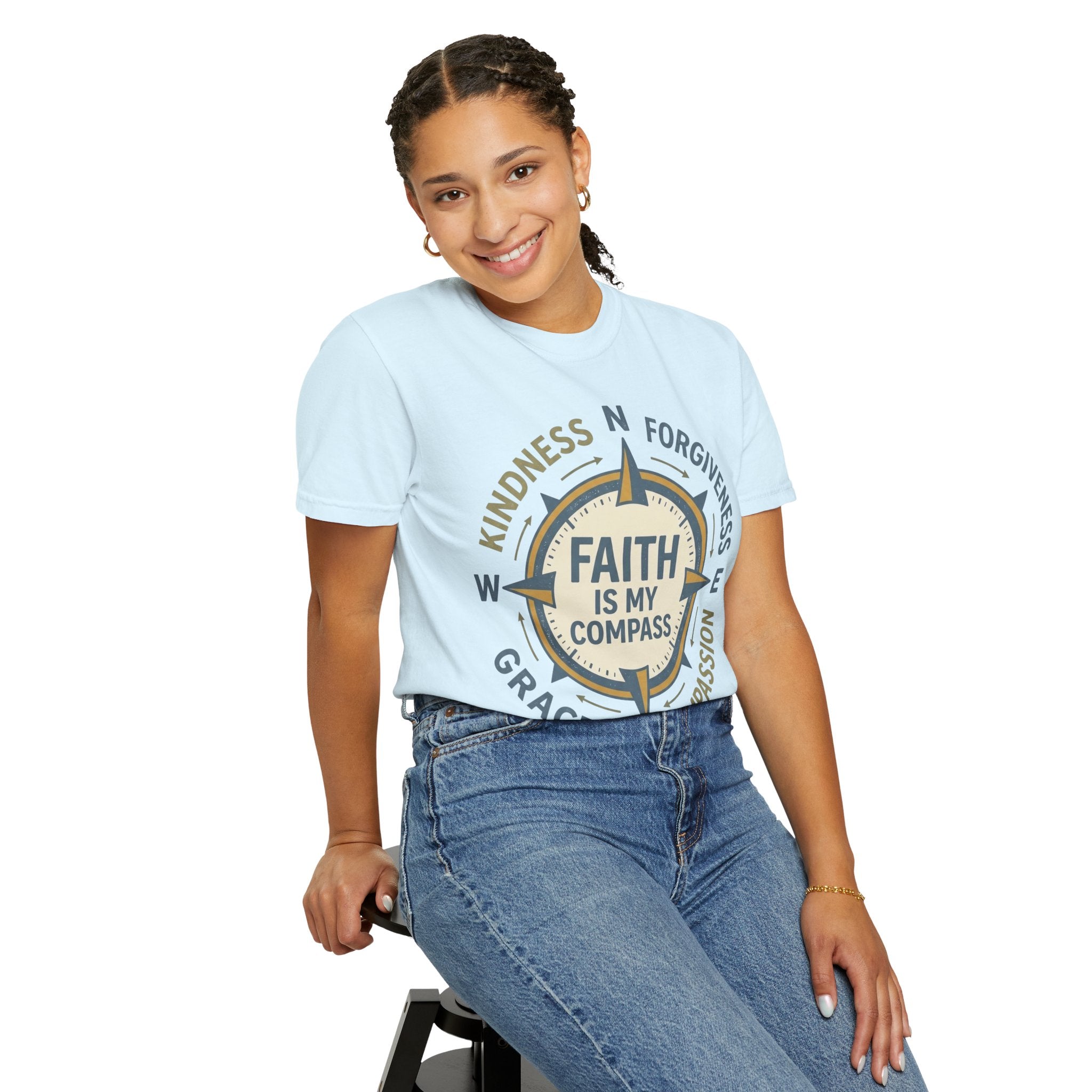 Faith Is My Compass T-Shirt — Inspirational Compass Tee (Kindness, Forgiveness, Grace, Compassion)