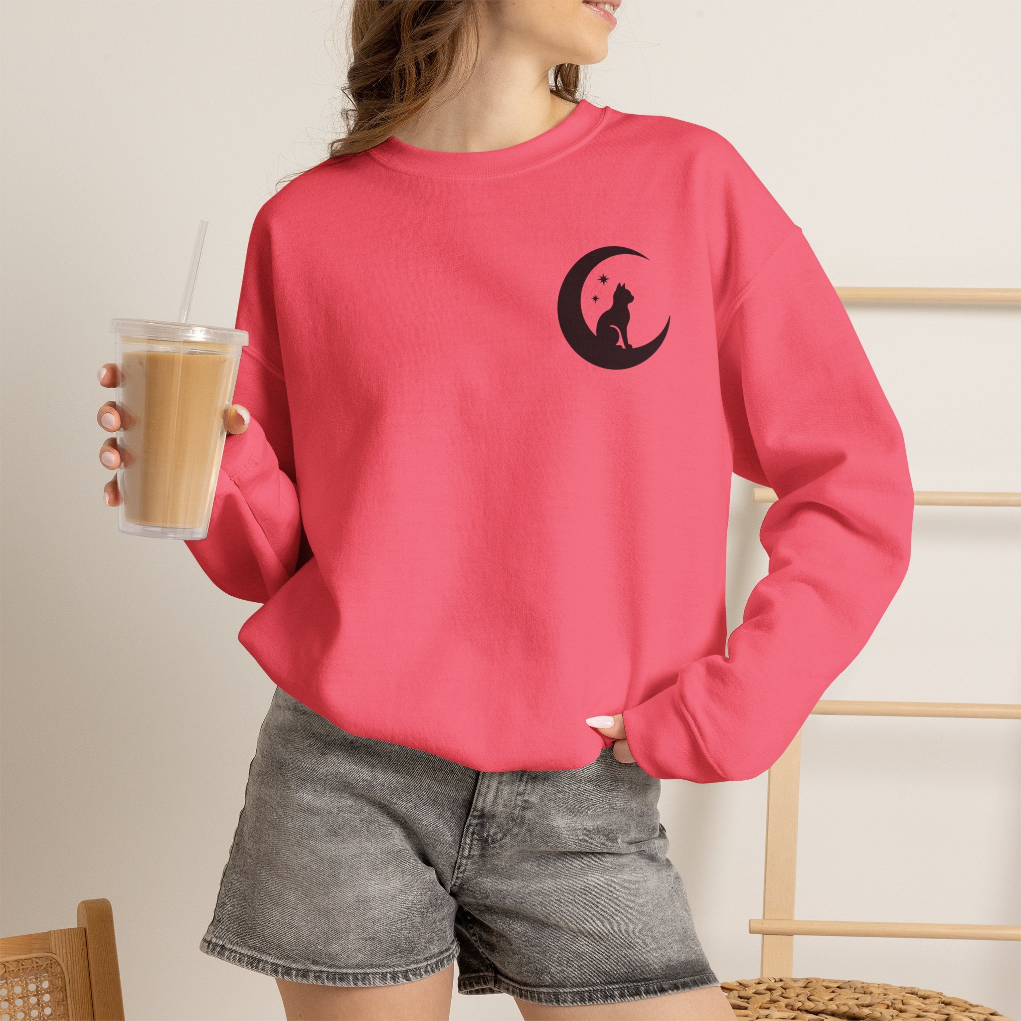 Stay Spooky Sweatshirt – Halloween Cat Moon Graphic Crewneck