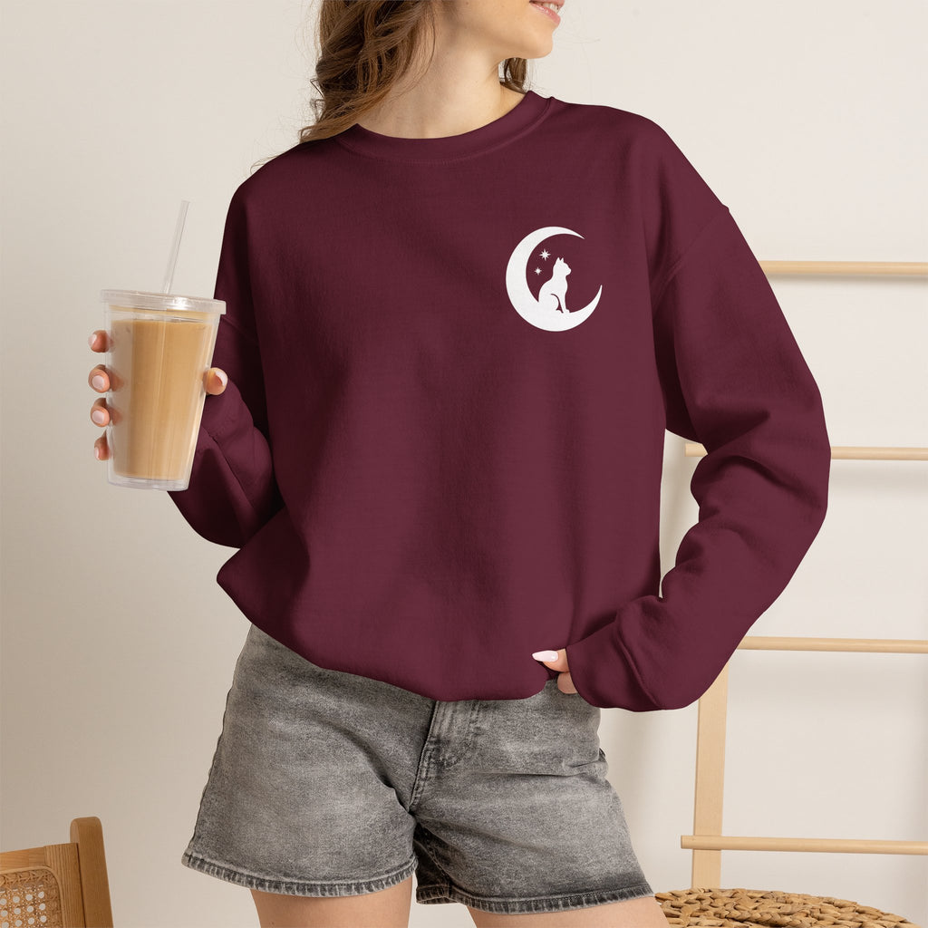 Stay Spooky Sweatshirt – Halloween Cat Moon Graphic Crewneck