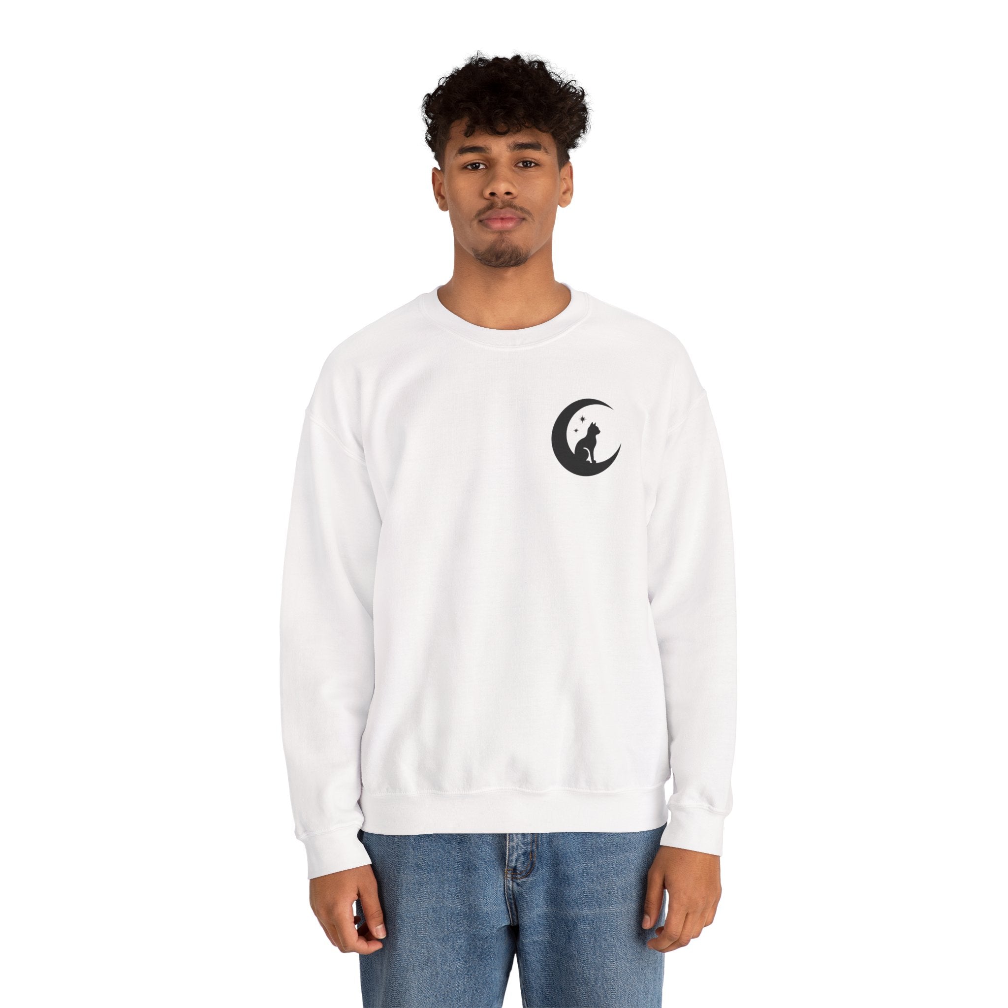 Stay Spooky Sweatshirt – Halloween Cat Moon Graphic Crewneck