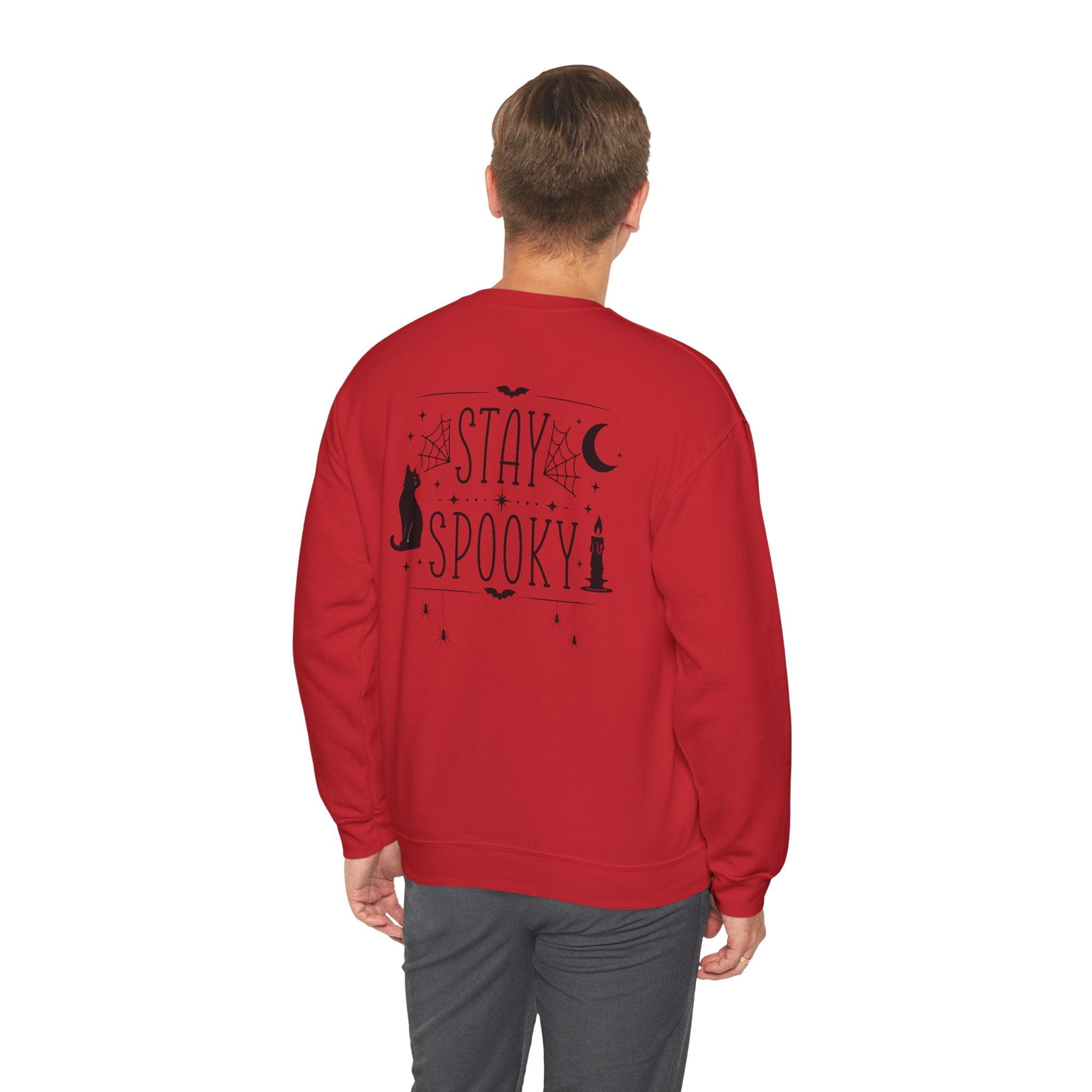 Stay Spooky Sweatshirt – Halloween Cat Moon Graphic Crewneck