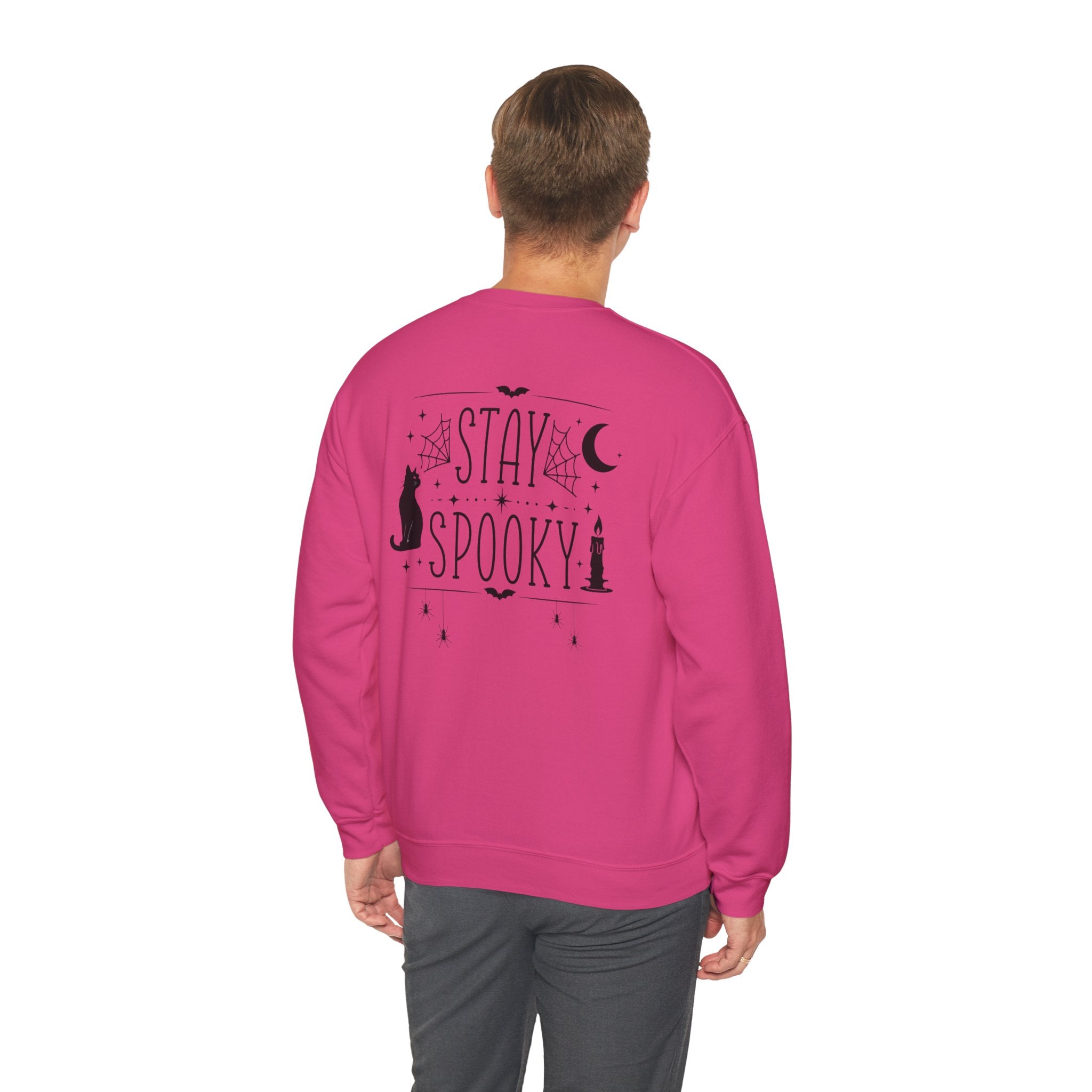 Stay Spooky Sweatshirt – Halloween Cat Moon Graphic Crewneck