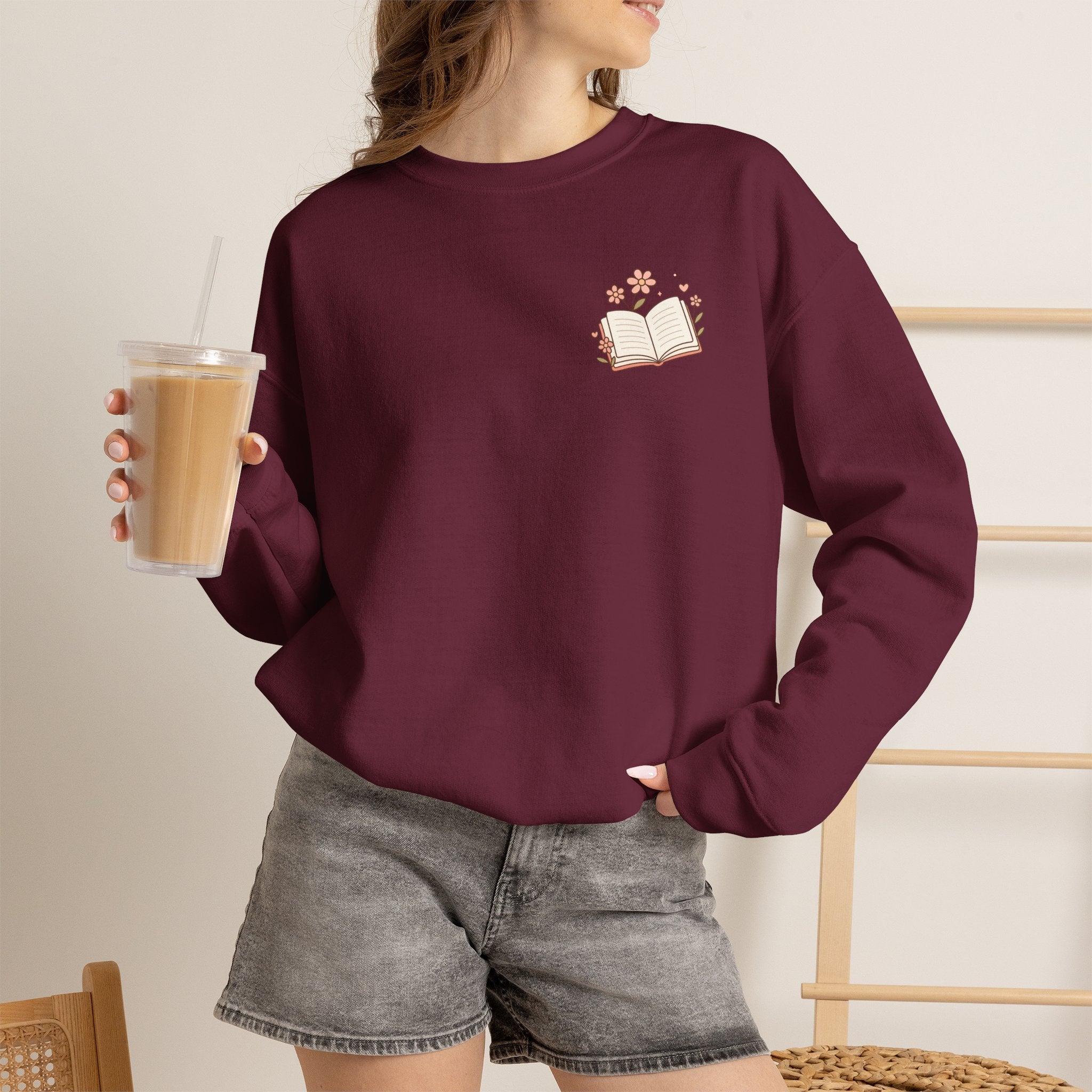 Book Lover Sweatshirt — “Fill Life with Color One Page at a Time” Crewneck
