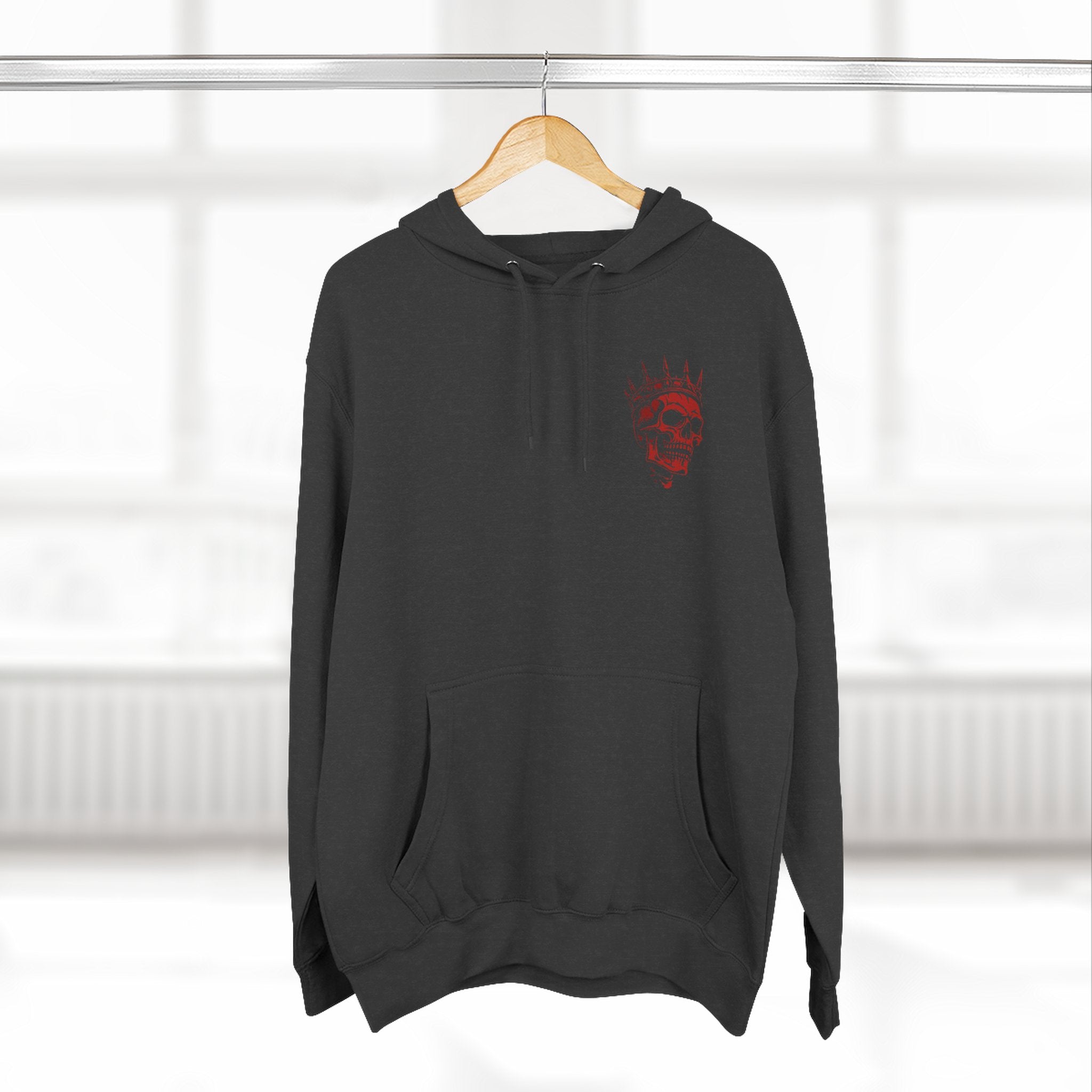 King of the Night Hoodie — Gothic Skull Crown Fleece Pullover