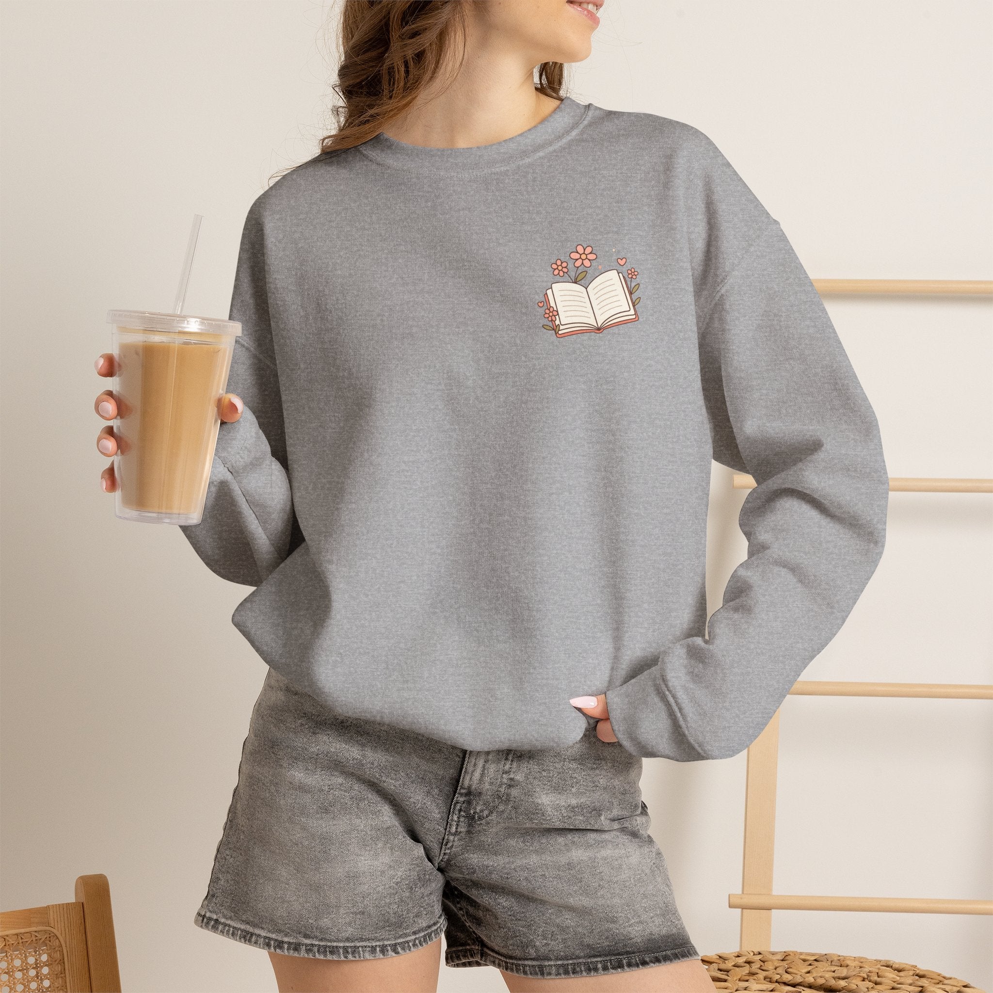 Book Lover Sweatshirt — “Fill Life with Color One Page at a Time” Crewneck