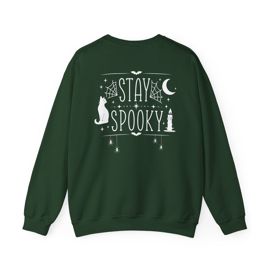 Stay Spooky Sweatshirt – Halloween Cat Moon Graphic Crewneck