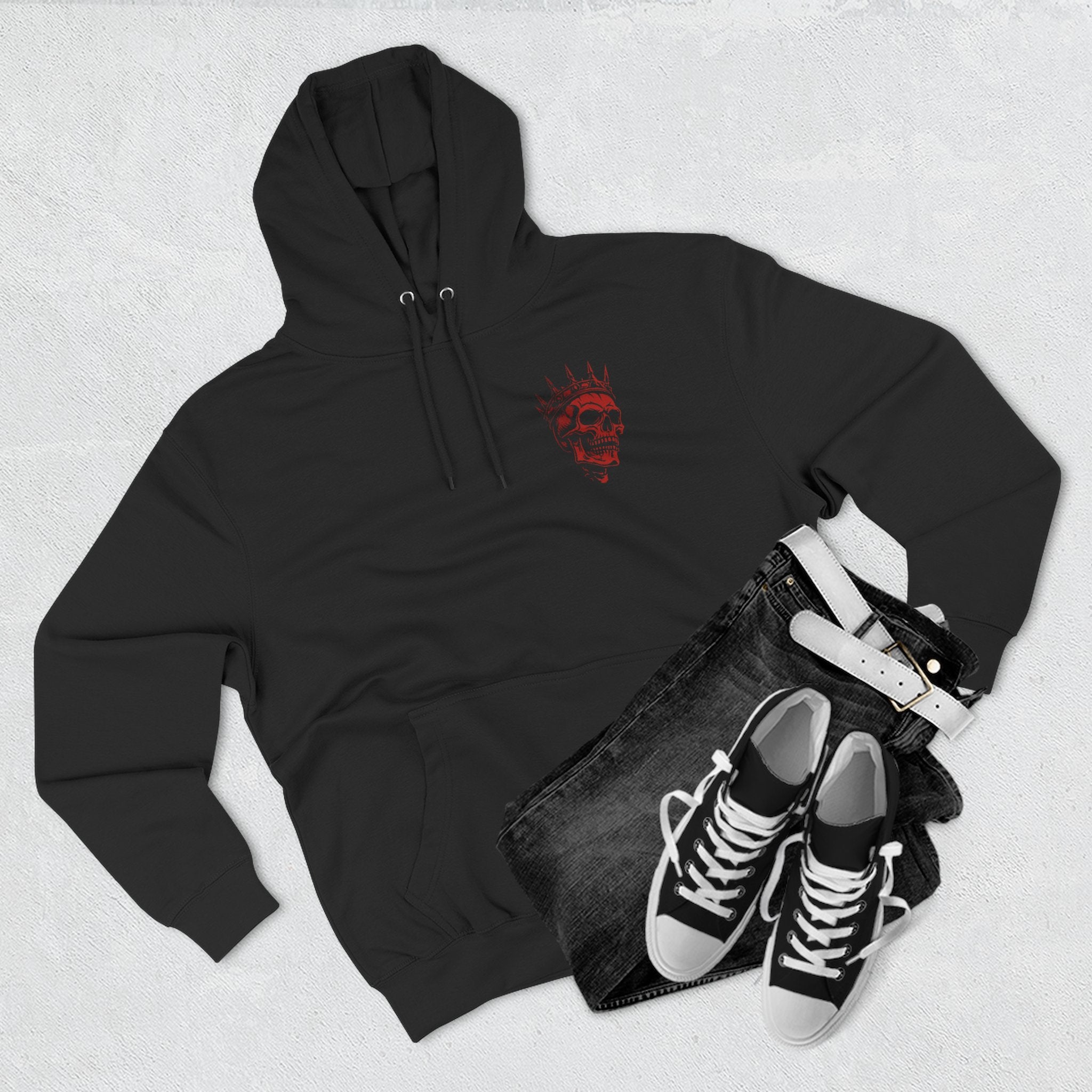 King of the Night Hoodie — Gothic Skull Crown Fleece Pullover