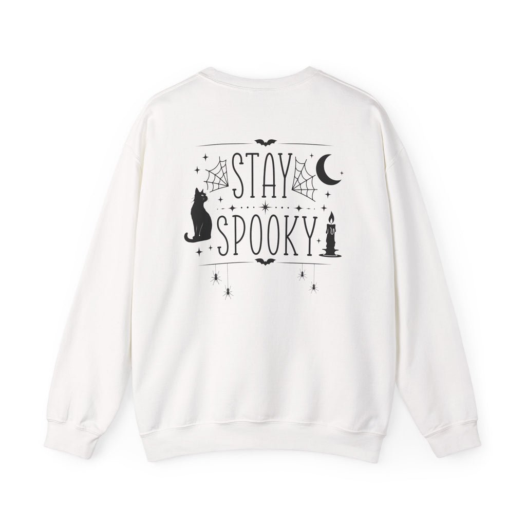 Stay Spooky Sweatshirt – Halloween Cat Moon Graphic Crewneck