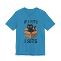If I Fits I Sits Cat T-Shirt – Cute Black Cat in Box Funny Tee
