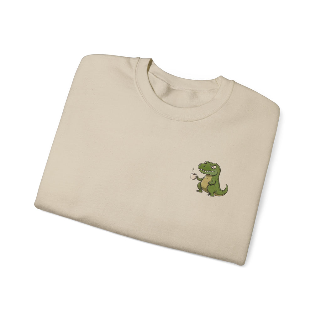 Caffeine Saurus Sweatshirt — "Needs Coffee to Function" Dinosaur Crewneck