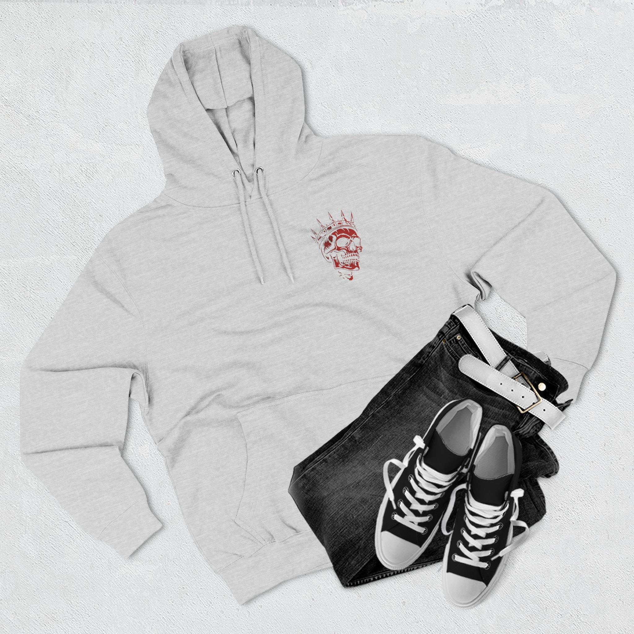 King of the Night Hoodie — Gothic Skull Crown Fleece Pullover