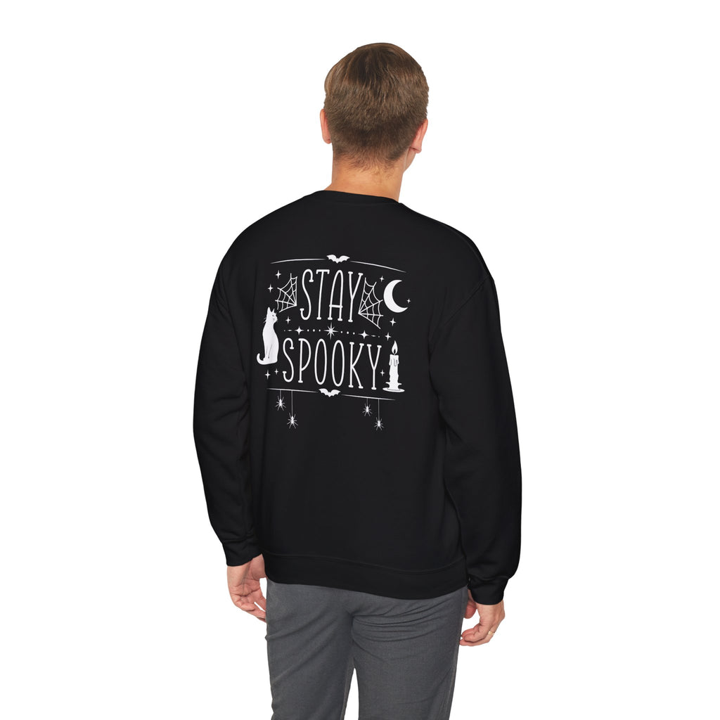 Stay Spooky Sweatshirt – Halloween Cat Moon Graphic Crewneck