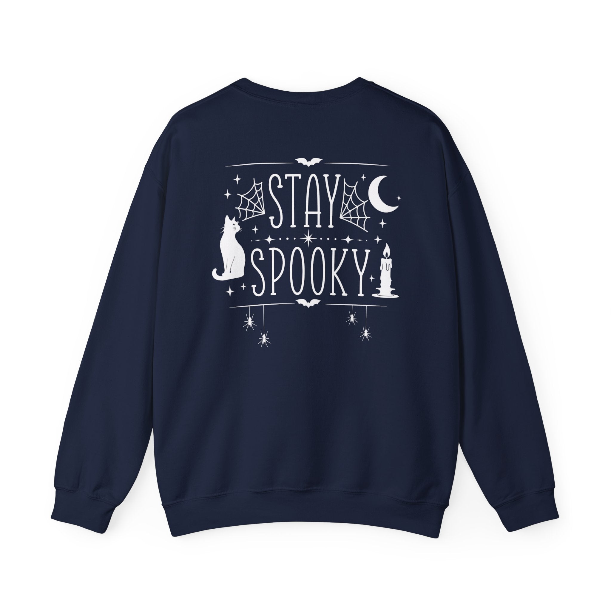 Stay Spooky Sweatshirt – Halloween Cat Moon Graphic Crewneck