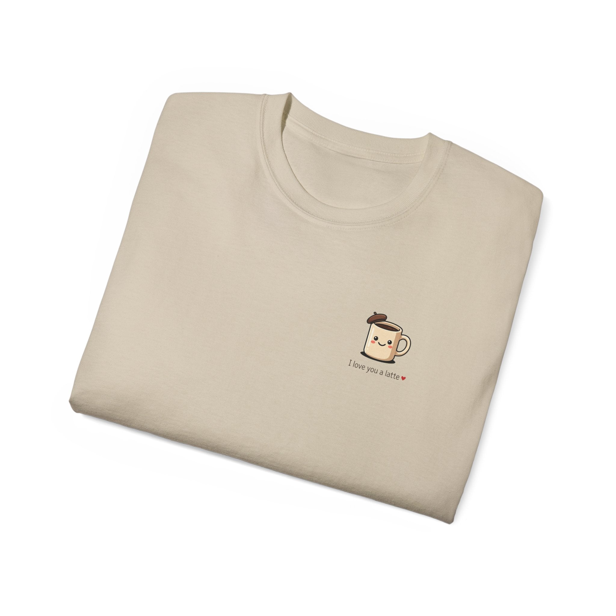 Coffee Mug Tee - Cute Kawaii Coffee Cup Design with “I love you a latte”