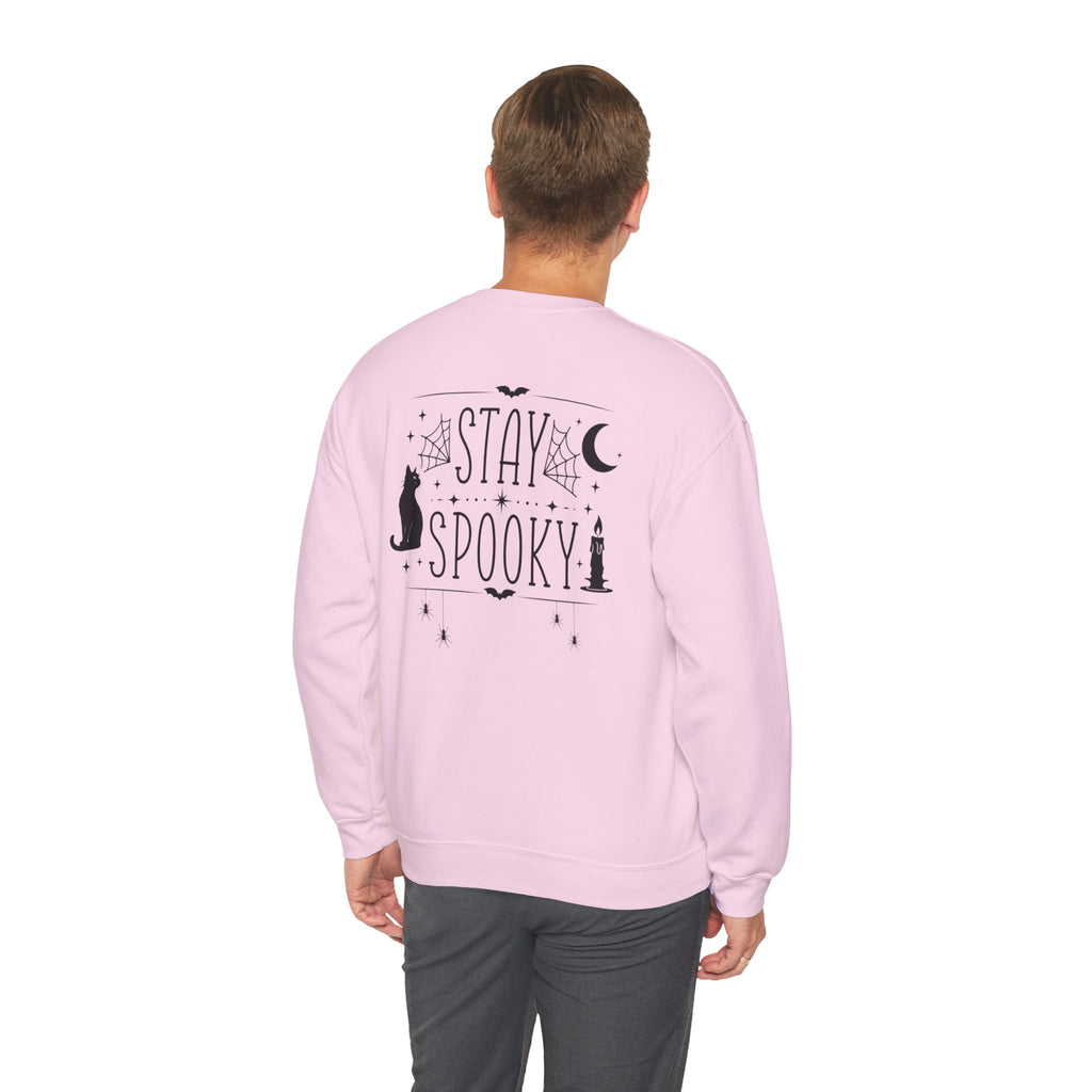 Stay Spooky Sweatshirt – Halloween Cat Moon Graphic Crewneck