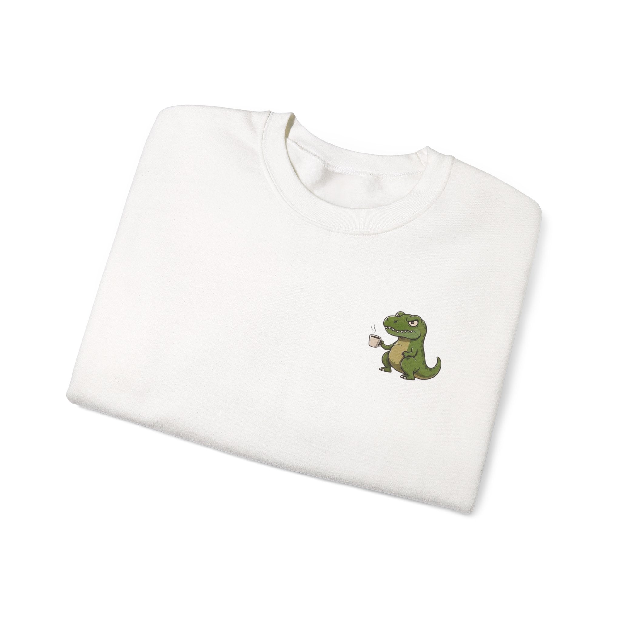 Caffeine Saurus Sweatshirt — "Needs Coffee to Function" Dinosaur Crewneck