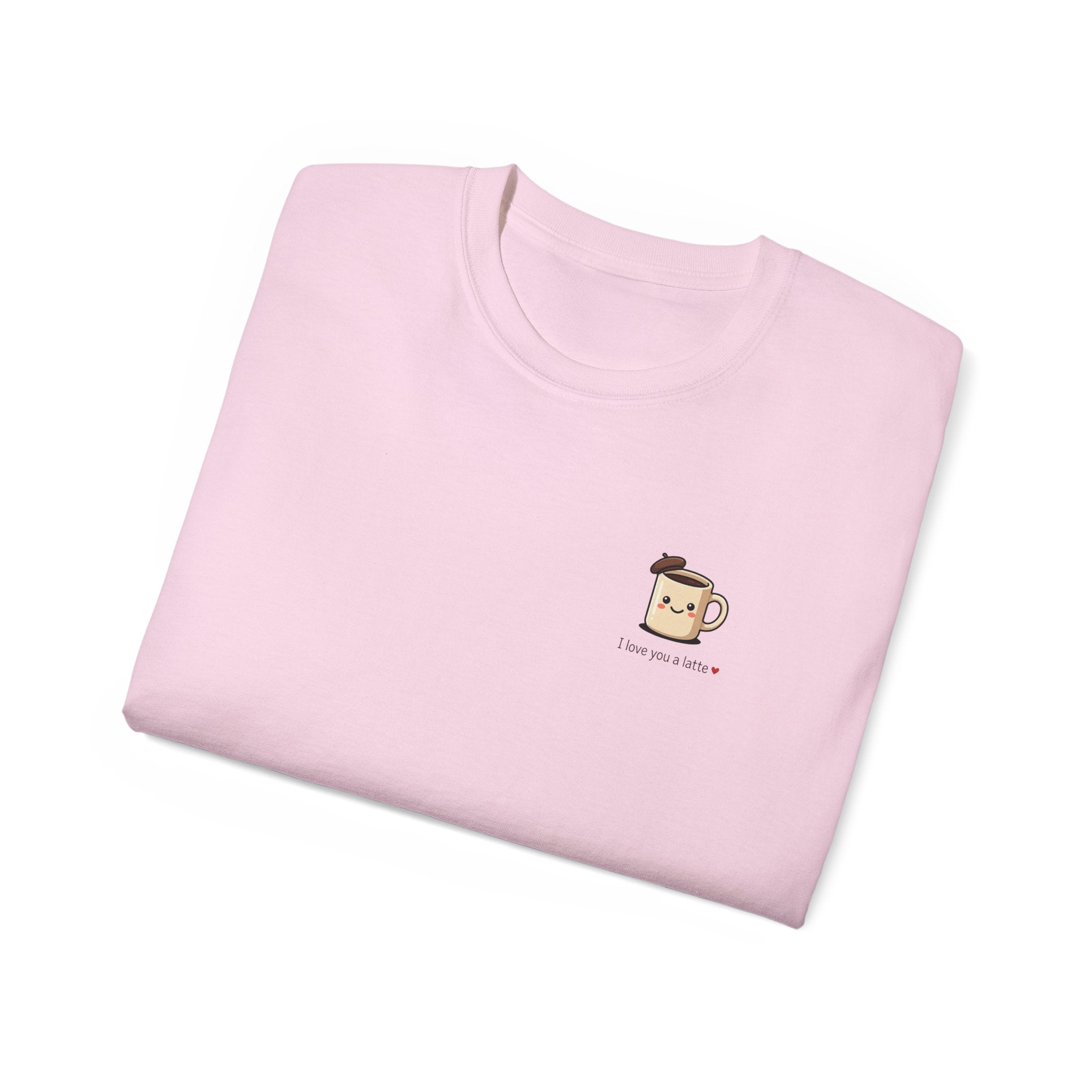 Coffee Mug Tee - Cute Kawaii Coffee Cup Design with “I love you a latte”