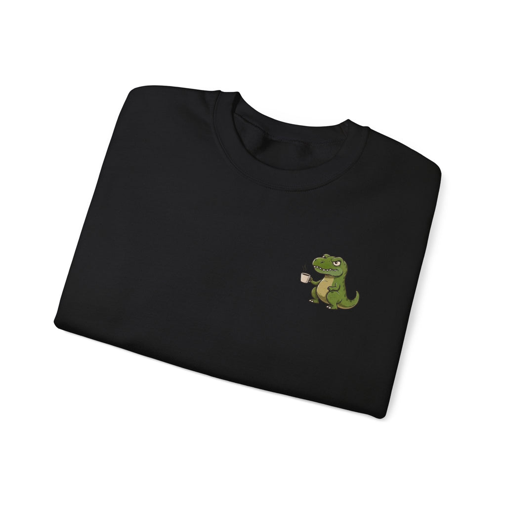 Caffeine Saurus Sweatshirt — "Needs Coffee to Function" Dinosaur Crewneck