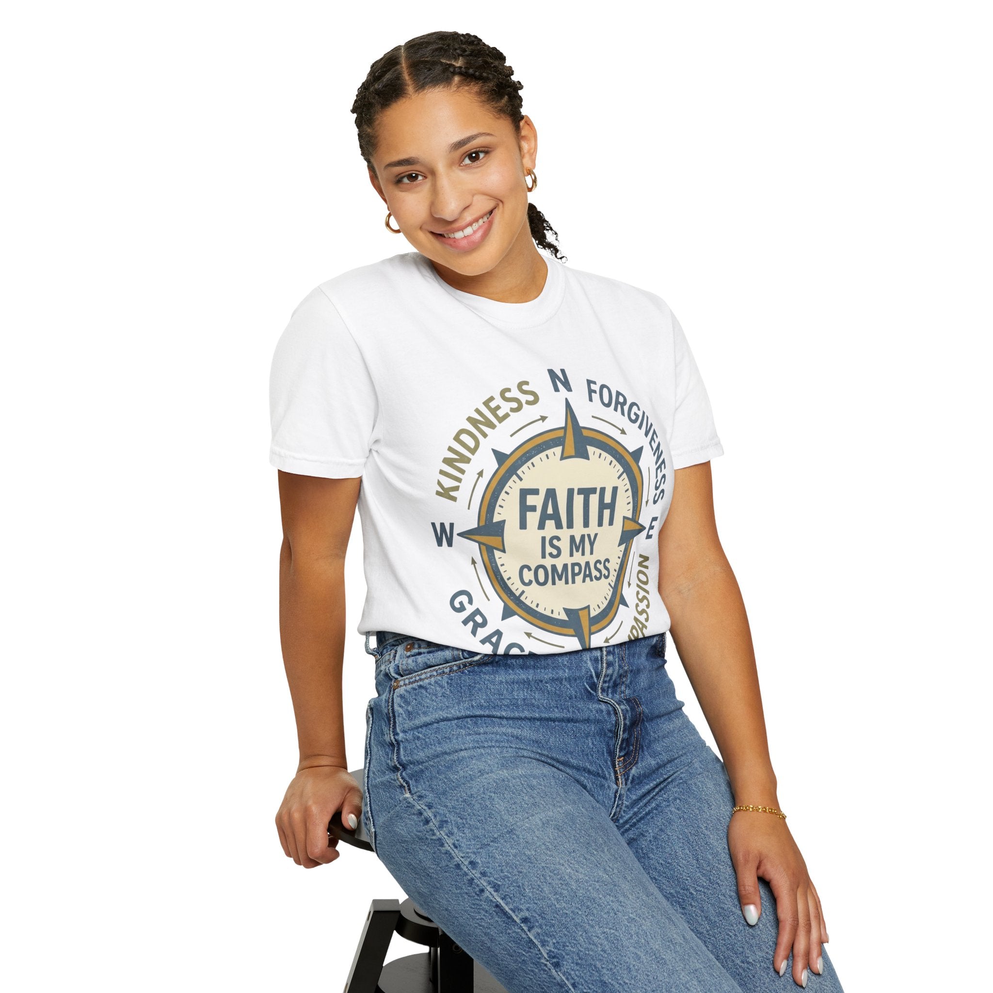 Faith Is My Compass T-Shirt — Inspirational Compass Tee (Kindness, Forgiveness, Grace, Compassion)