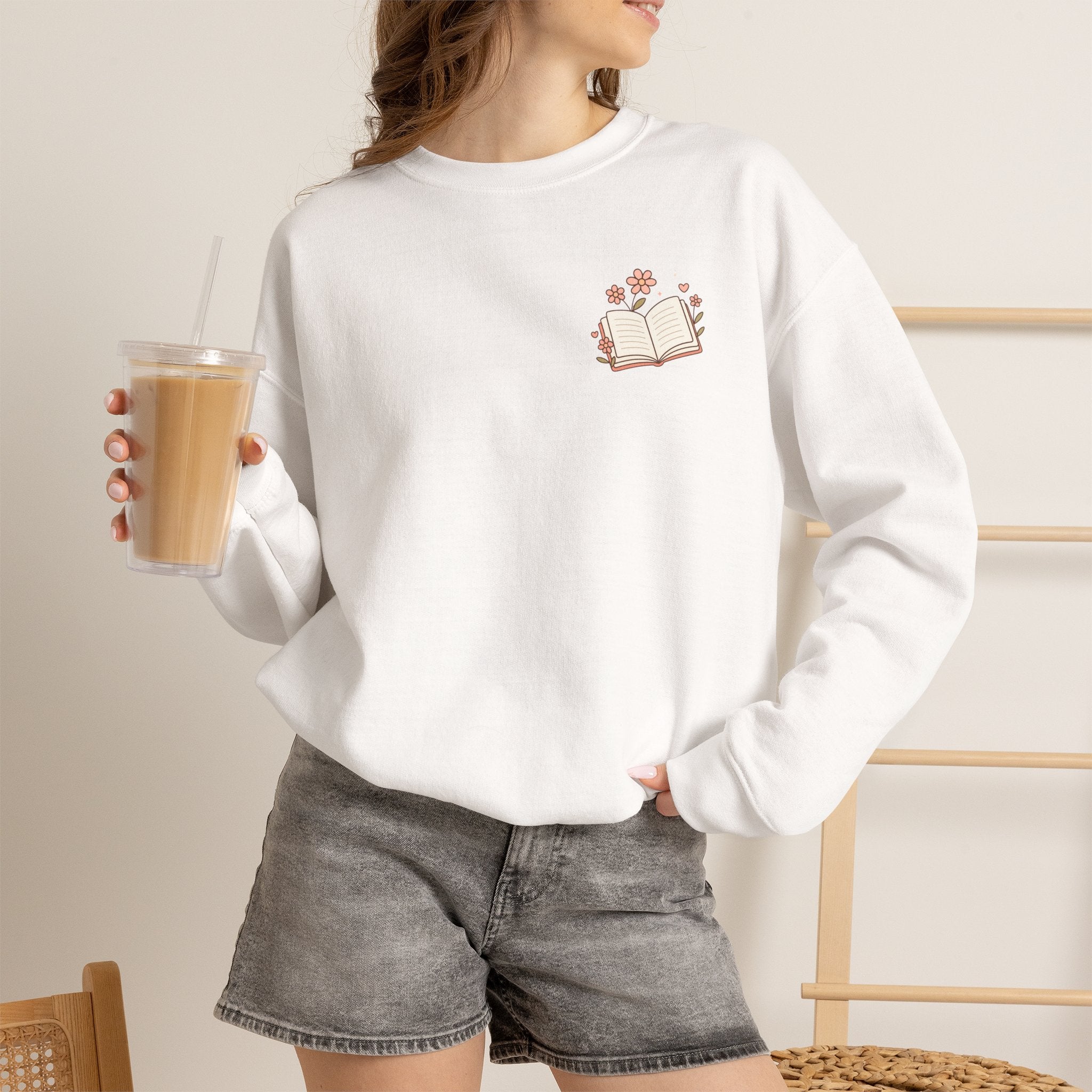 Book Lover Sweatshirt — “Fill Life with Color One Page at a Time” Crewneck