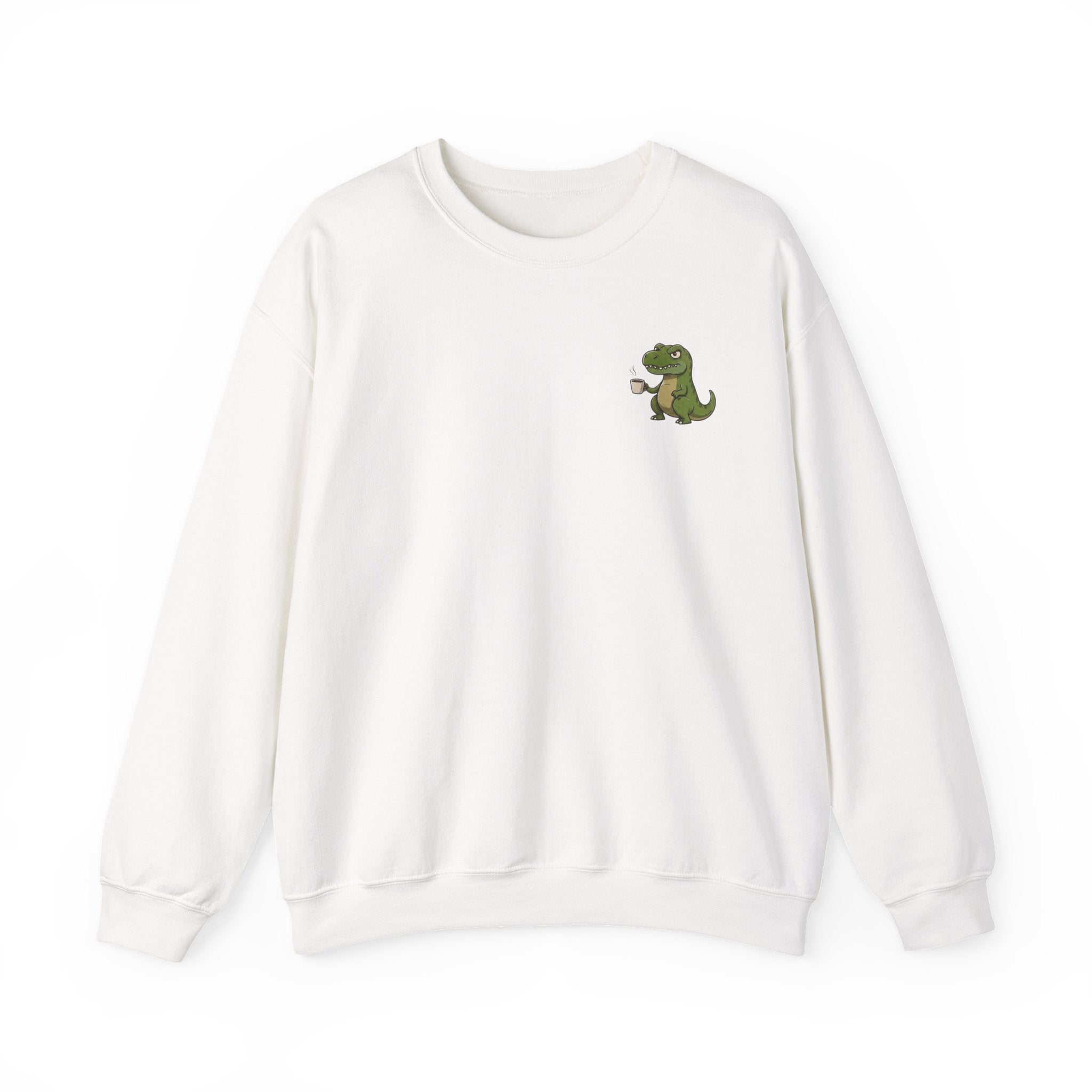 Caffeine Saurus Sweatshirt — "Needs Coffee to Function" Dinosaur Crewneck